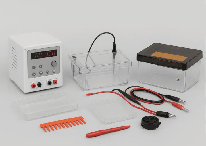 Super Plus, multi-level Gel Chamber, includes 4x 18cm UV Trays, 8x 18/8 Sample 1.5mm Combs